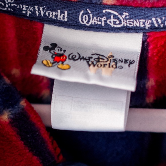Disney Fleece Sweatshirt Pullover - Unisex Men's Size Large -Plaid Mickey Fleece - Picture 9 of 11